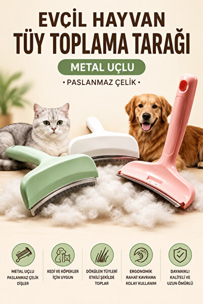 Yenilig Pet Hair Collection Comb Metal Tipped Cat Dog Hair Comb Stainless Ste...
