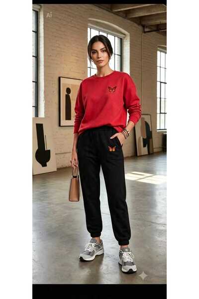 CLOTHES33 Zero-Collar Sweatshirt 2-Piece Combination Winter Colorful Butterfl...