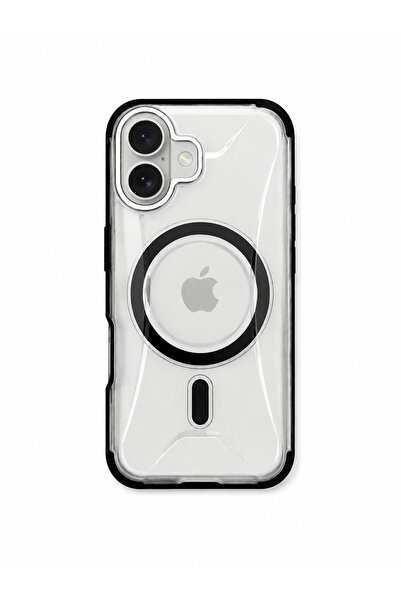 iPhone 16 Şeffaf MagSafe Uyumlu Telefon Kılıfı – Siyah Kenarlı