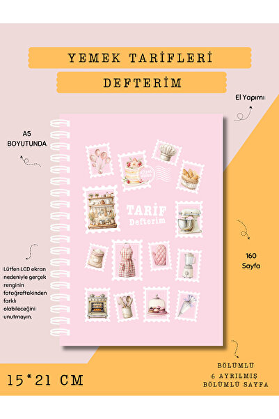 Else Craft Yemek Tarifleri Defterim - 6 BÖLÜMLÜ - Pembe Pul - No:2