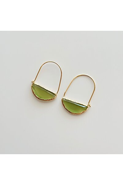 Vesce Atelier Chalcedony Half Moon Dangle Natural Stone Earrings Green
