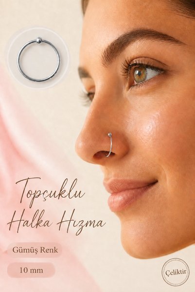 moonzy - minimalist & cozy 316L Çelik 10 mm Geniş Topçuklu Halka Burun Hızması Gold Gümüş Ferah Duruş