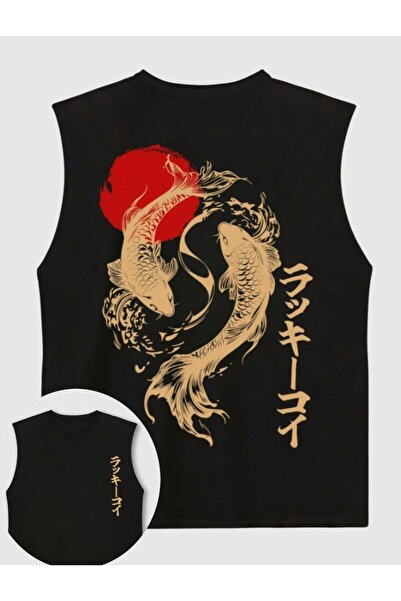classy moda Oversize Relaxed Fit Back and Chest Printed Black Men's Tank Top ...