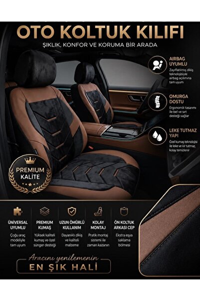 Toyota Auris uyumlu Lüks üç katmanlı Velur kumaş taba