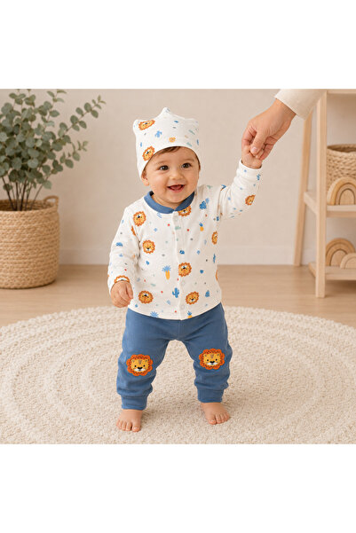 EDM Kidss 100% Cotton Baby Boy Cute Lion Patterned 3-Piece Newborn Hospital D...