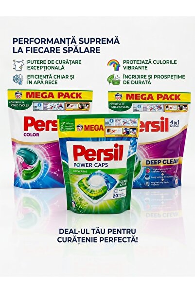 Generic Brand Detergent capsule Power Caps & Discs Universal, 3 x 60 bucati, ...