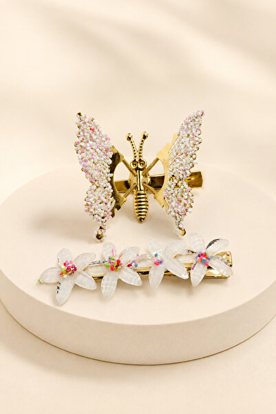 MakeWell Product Title: Set of 2 Women's Hair Clips with Butterfly and Flower...