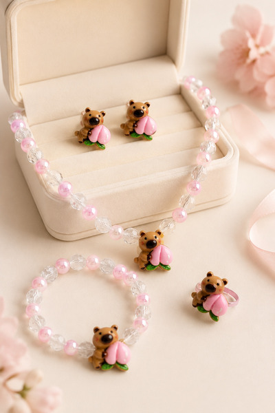 MakeWell Children's Jewelry Set with Cute Figures – 1 Ring + 1 Bracelet + 1 P...