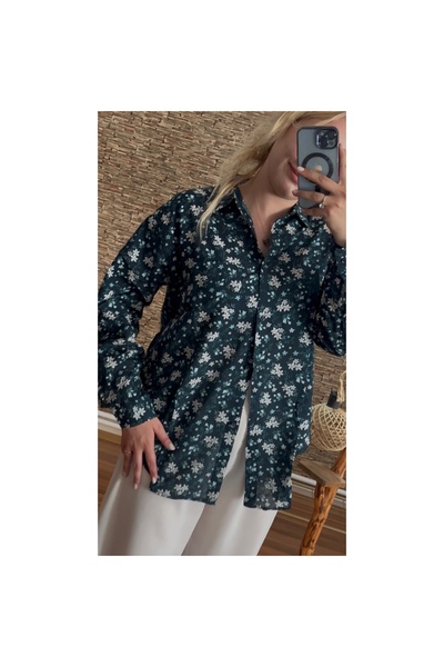 Oversize Çiçekli Gömlek