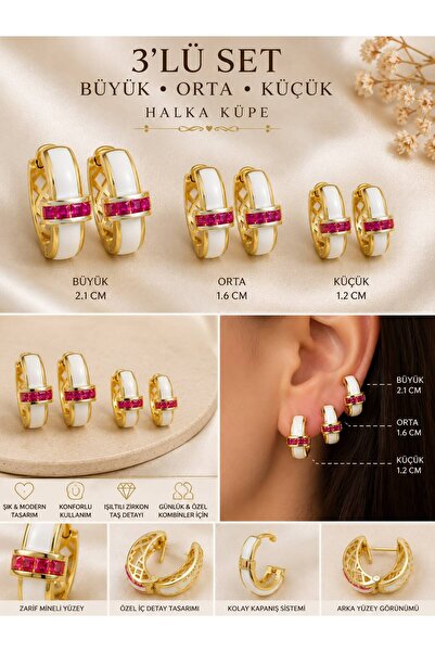 BİJUTAKİ HALKA KÜPE SETİ 3'LÜ SET