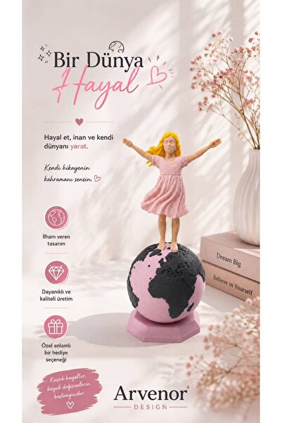 Bir Dünya Hayal | 15cm | Dekoratif Biblo & Oyuncak Figür | 3D Baskı