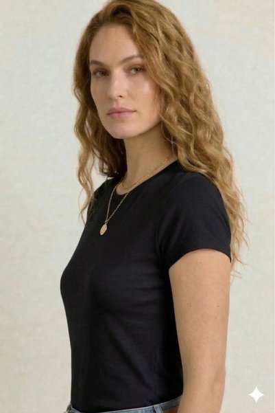 JUPEN Women's Slim Fit Cotton Round Neck Body-Fitting Basic T-Shirt