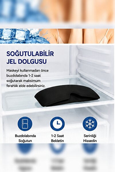 CNGZSHOP Jel Dolgulu Baş ve Göz Maskesi Soğutulabilir Soğuk Kompres Uyku Maskesi Işık Engelleyici Esnek Unisex