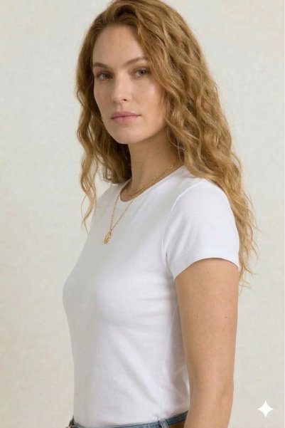 JUPEN Women's Slim Fit Cotton Round Neck Body-Fitting Basic T-Shirt