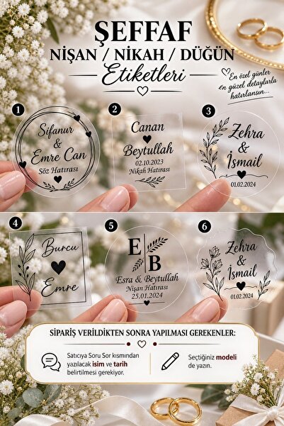 Genel Markalar Kişiye Özel Nişan-Kına-Nikah Hediyelik Etiketi (4 CM 70 ADET)