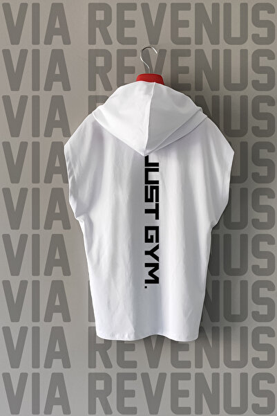 Vordevia Just Gym Front and Back Printed Zero Sleeve Hooded 100% Cotton Sport...