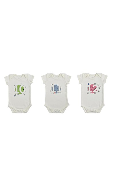 Bee Berry Kids Organik GOTS Sertifkalı 3'lü Unısex Bebek Body 10-11-12 Ay