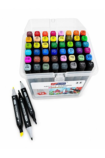 Artdesign 48 Pcs Double Sided Marker Pen Set Paint Pens with Bag and Stand