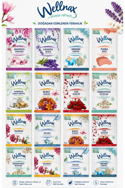 Wellnax breeze refresh 16 Adet Karışık Çok Amaçlı Koku Kesesi Askılı Ayakkabı...