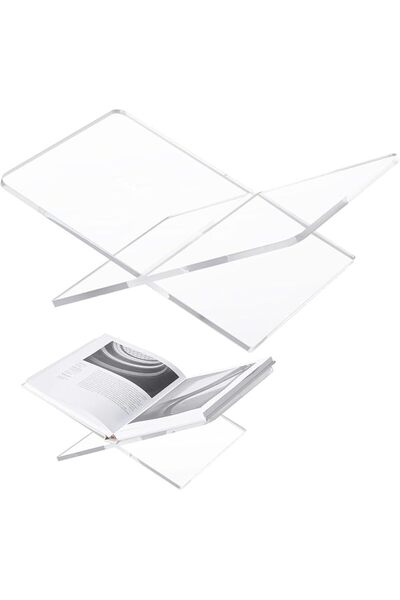 Slasa Slaasa X-Shaped Acrylic Book Stand for Display and Reading - Transparen...