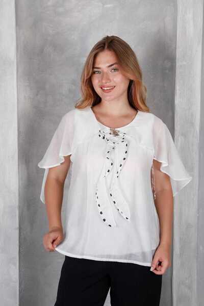 Generic Brand Bluza alba cu maneca scurta funda la gat