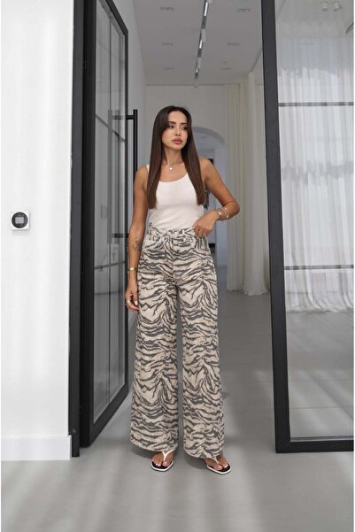 Havoş Zebra Pattern Wide Leg Jeans