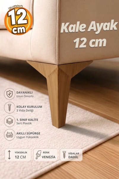 PlastikAyak Kale Mobilya Kanepe Sehpa Tv Ünitesi Koltuk Ayağı 12 Cm Venezya A...