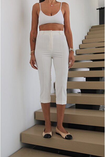 Havoş Ecru Striped Capri Pants