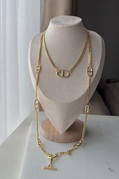 Veralys Atelier OVAL DETAYLI 14K ALTIN KAPLAMA UZUN KOLYE