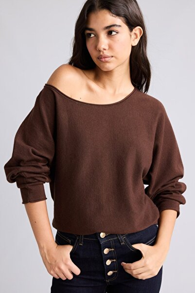 DeFacto Regular Fit Boat Neck Drop Shoulder Knitwear Basic Sweater I1627Ax26Au