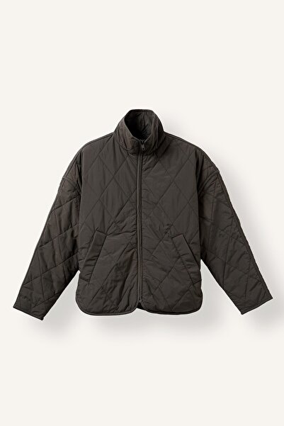 DeFacto Water Repellent Windproof Ultra Soft Oversize Quilted Zippered Coat H...