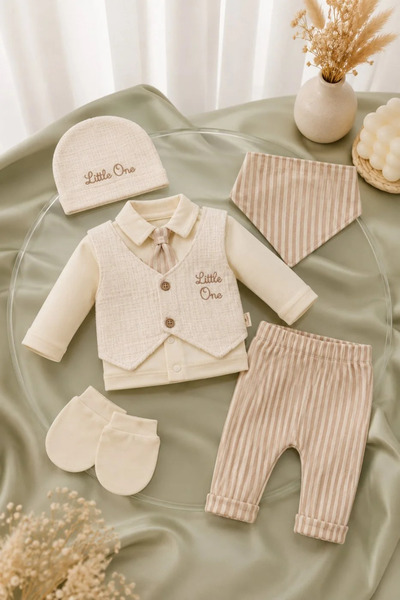 Tuğra Bebe 100% Cotton Little One Embroidered Baby Boy Hospital Discharge Set...