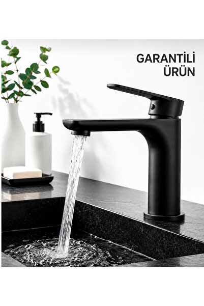 Siyah Sabit Lavabo Bataryası Pirinç Garantili Ürün