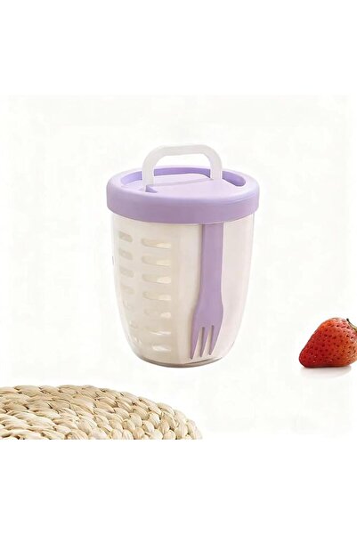 GENERAL Portable Fruit Salad Storage Cup with Lid and Fork, Reusable Plastic ...