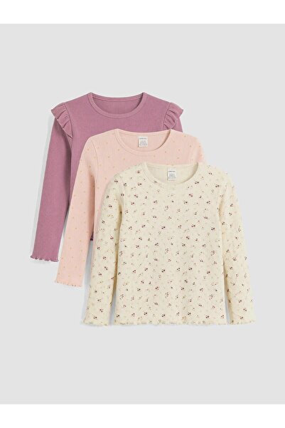 LC Waikiki 3-Pack of Ruffled and Patterned Baby Girl T-Shirts (W6)
