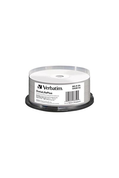 Verbatim BD-R 50GB, VITEZA 6X, DOUBLE LAYER SURFACE HARD COAT, SPINDLE, 25 BU...