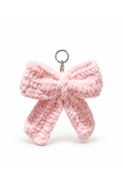 Kumru Studio Pink Hand Knitted Bow Bag Charm