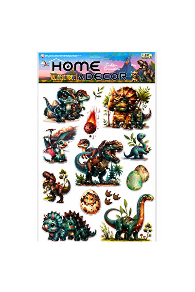 Home Decor Sticker de Perete 3D cu Dinozauri pentru Camera Copiilor, Autoadez...