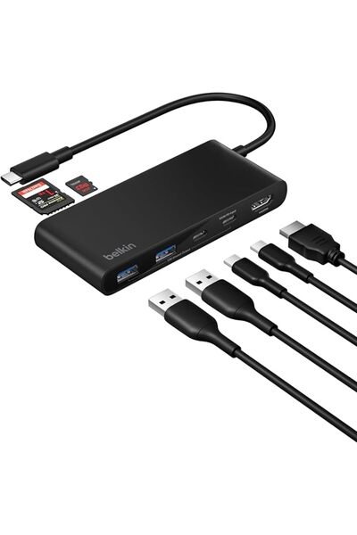 Belkin Limited موزع يو إس بي سي من بيلكن، موزع بـ 7 منافذ مع شاشة عرض HDMI بد...
