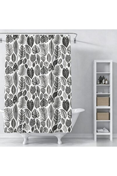 idei Perdea de baie decorativă 180x180 cm, material impermeabil, model floral...