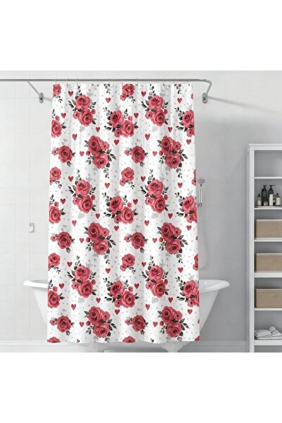 idei Perdea de baie decorativă 180x180 cm, material impermeabil, model floral...