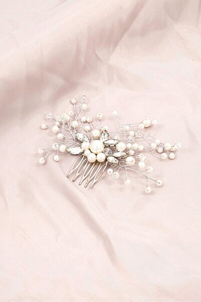 Rare Beauty Pearl And Rhinestone Comb Hair Clip, Silver