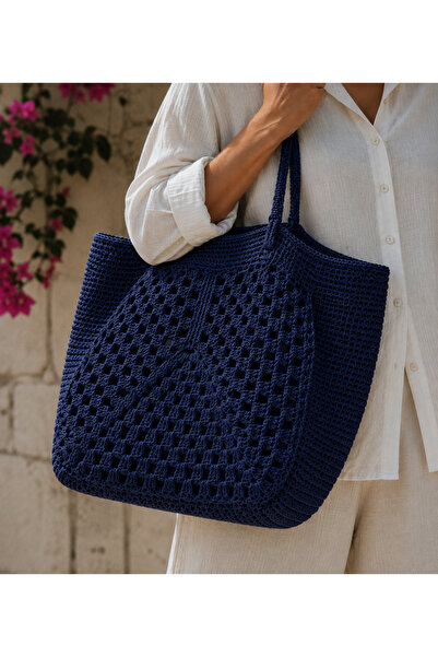 nidistore Handmade Straw Handle Bag, Paper Rope Hand Knitted Bag, Beach Bag, ...