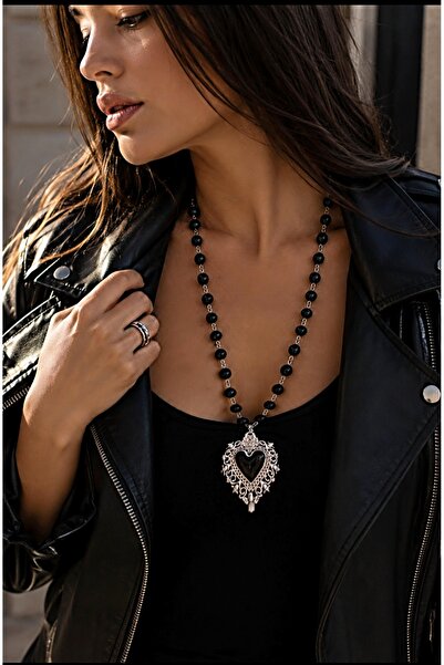 KİRAZ ÇİÇEĞİ JEWELRY Kore tarzı Boncuklu Gotik Kalp Kolye