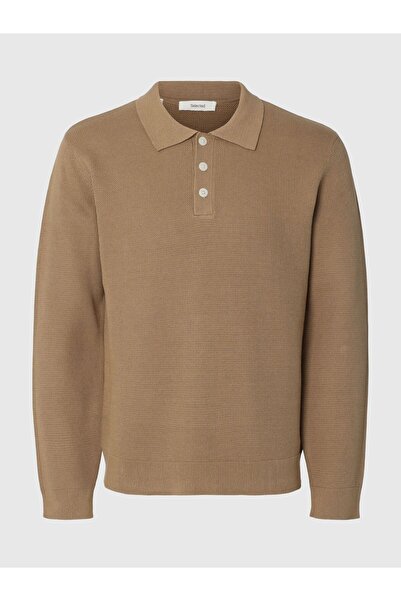 SELECTED Tricou polo din bumbac structurat
