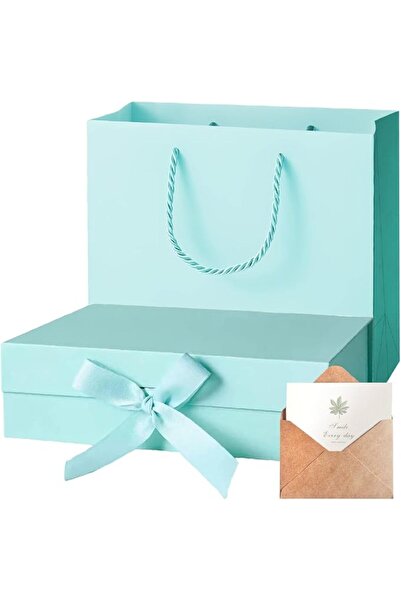 THMINS Magnetic Closure Gift Box with Ribbon Folding 26X19X8Cm Large Empty Su...