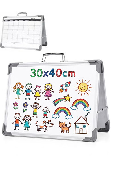 GGEROU Dry Erase Board 16x12 Double Sided Magnetic Small Whiteboard with Stan...
