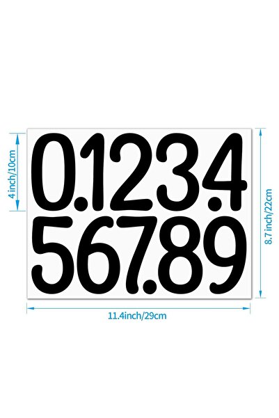Kayra Black Number Stickers 10cm Numbers Set from 0-9 Adhesive Numbers for Sc...