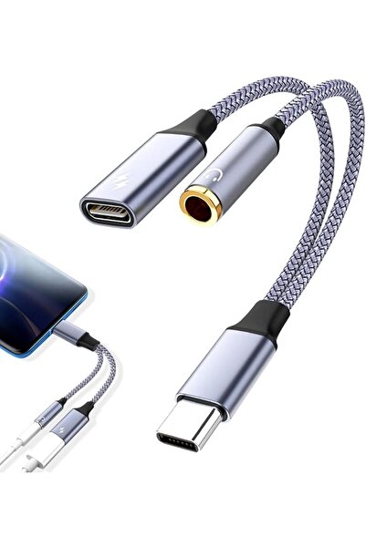 GENERAL محول USB-C الى سماعة راس وشاحن 3.5 ملم، دونجل صوت ايه يو اكس نوع سي 2...