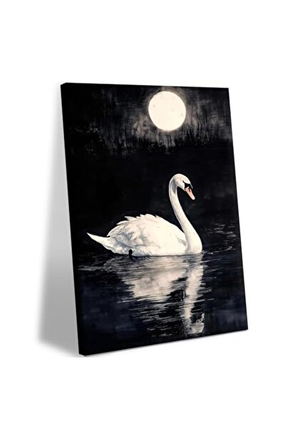 ALAYRA International Signtouch White Swan Moonlight Wrap Framed Canvas Wall A...